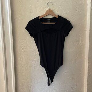 Just Polly Black Bodysuit with cut out (likely size small)